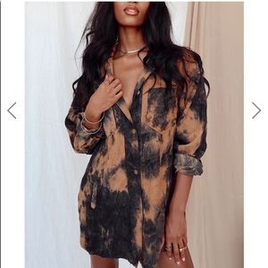 Tie Dye Cuduroy Shirt Dress